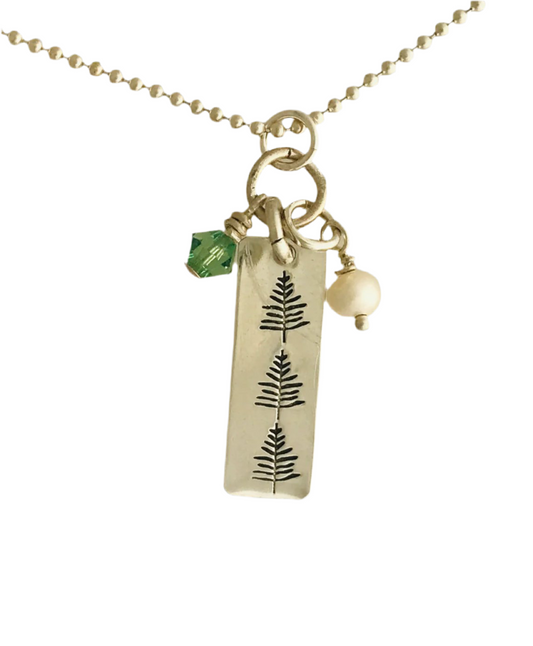 Charm Necklace in Silver with Three Trees