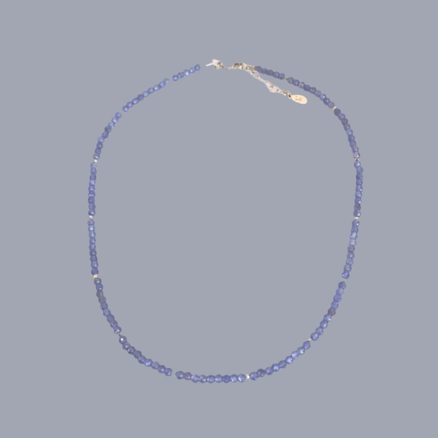 Gemstone Beads and Silver Necklace: Tanzanite