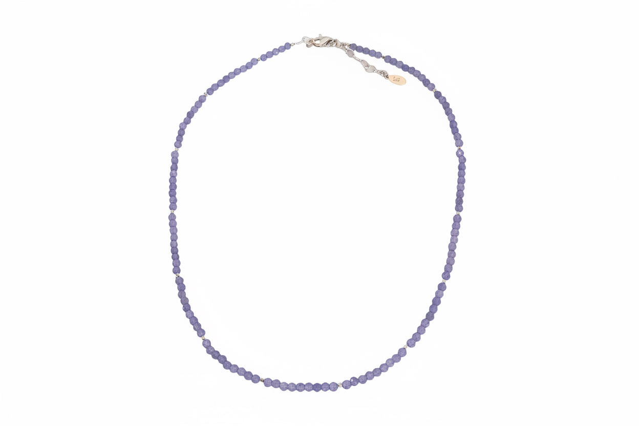 Gemstone Beads and Silver Necklace: Tanzanite