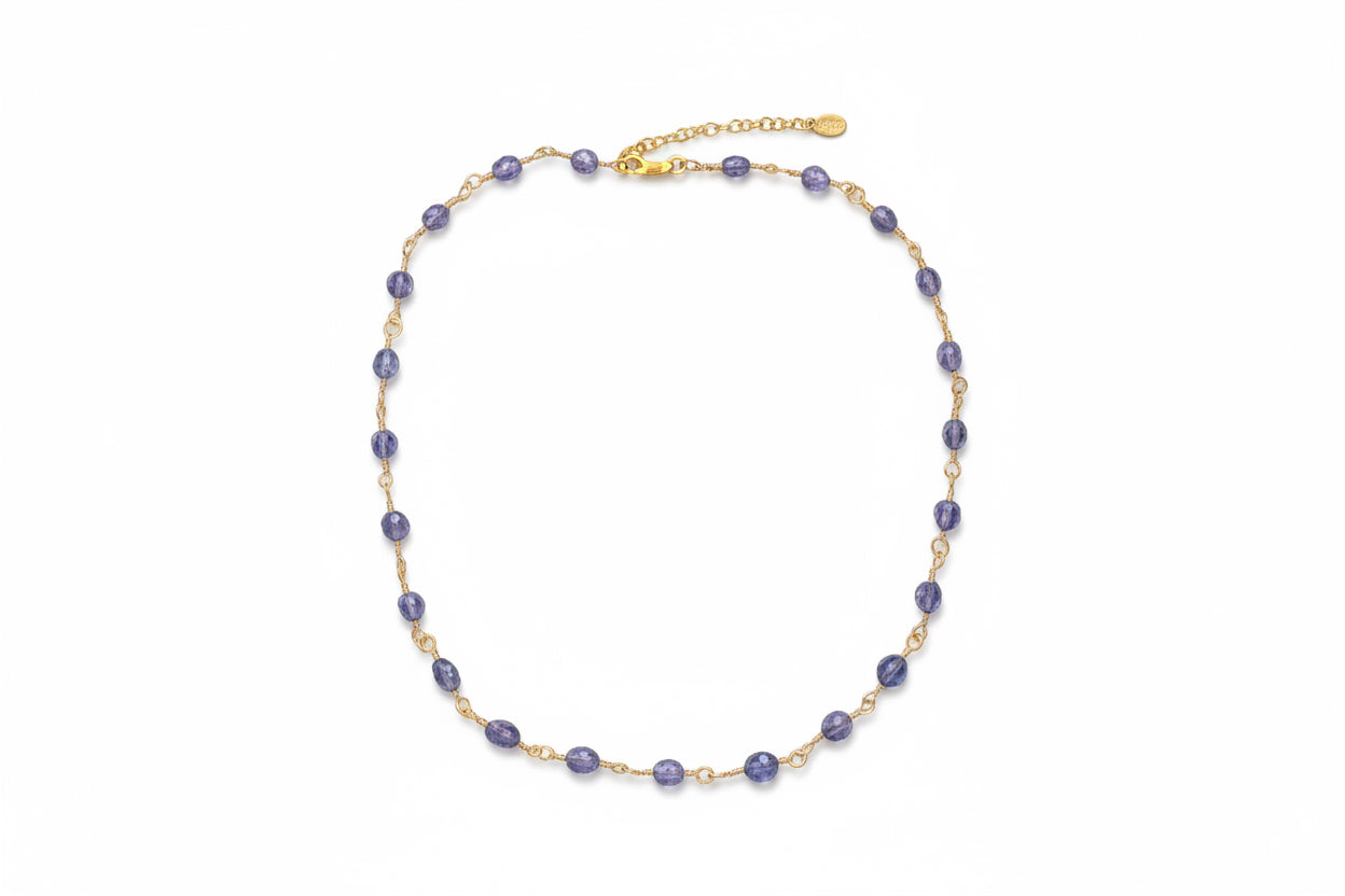 Gemstone and Gold Necklace: Tanzanite