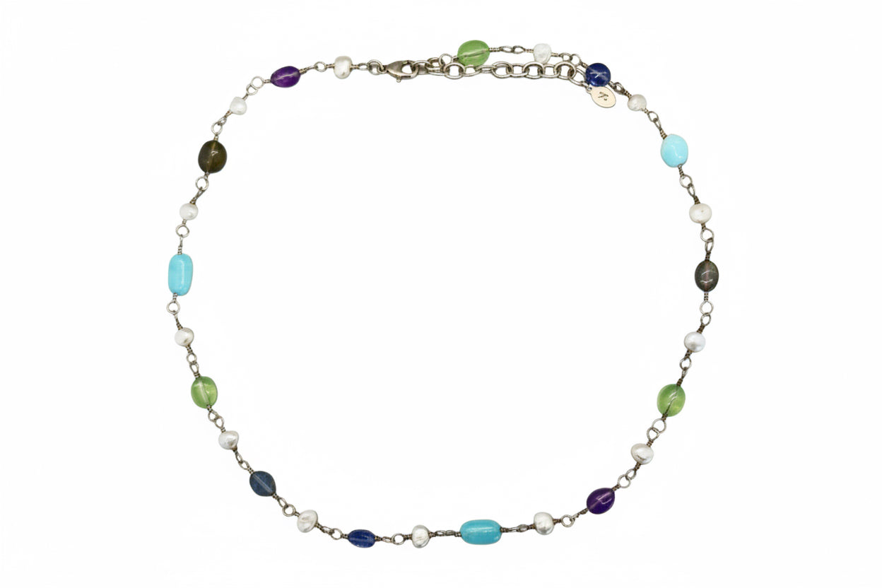 Gemstones and Silver Chain Necklace: Fairfax
