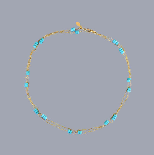 Turquoise and Gold Long Necklace: Marina