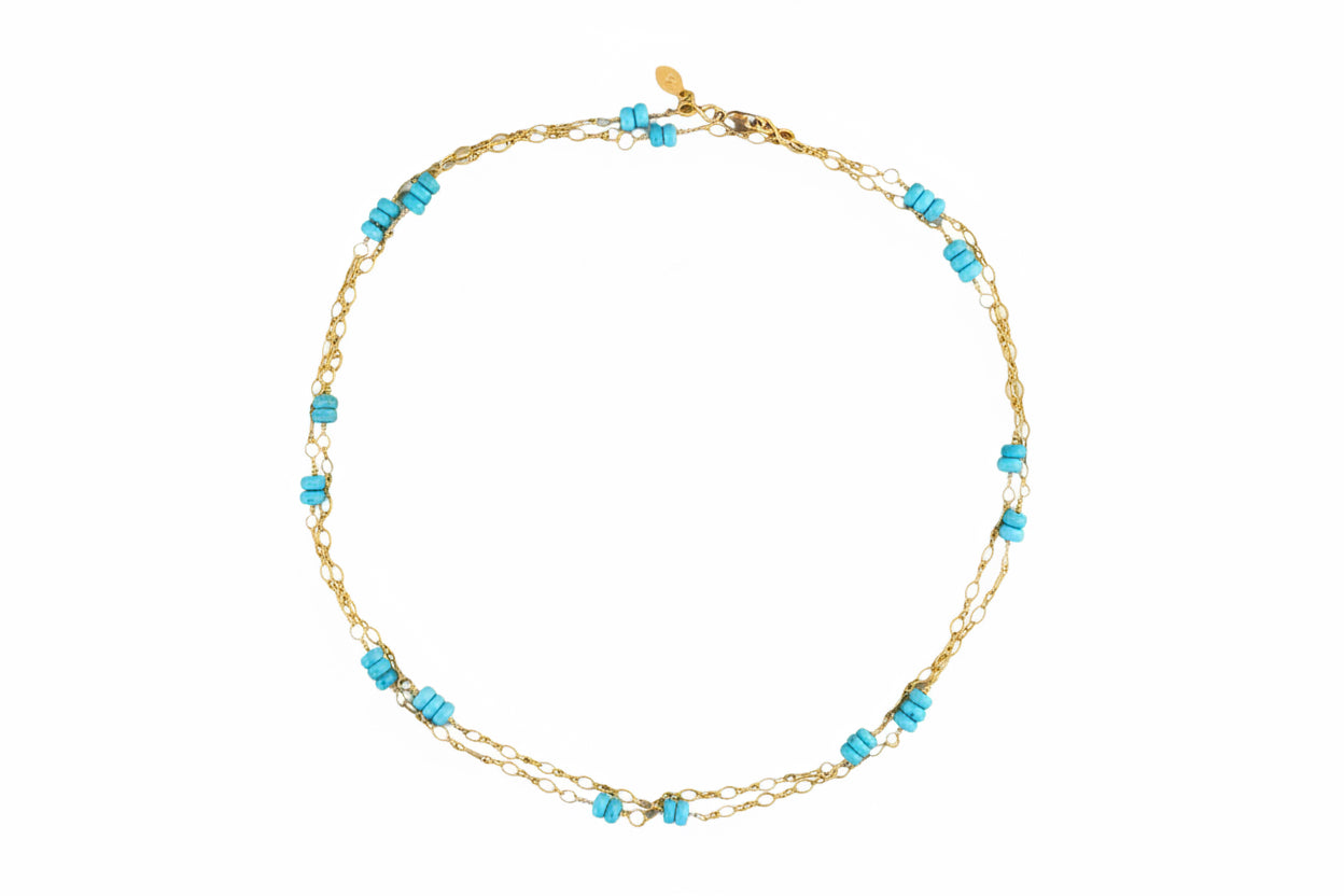 Turquoise and Gold Long Necklace: Marina