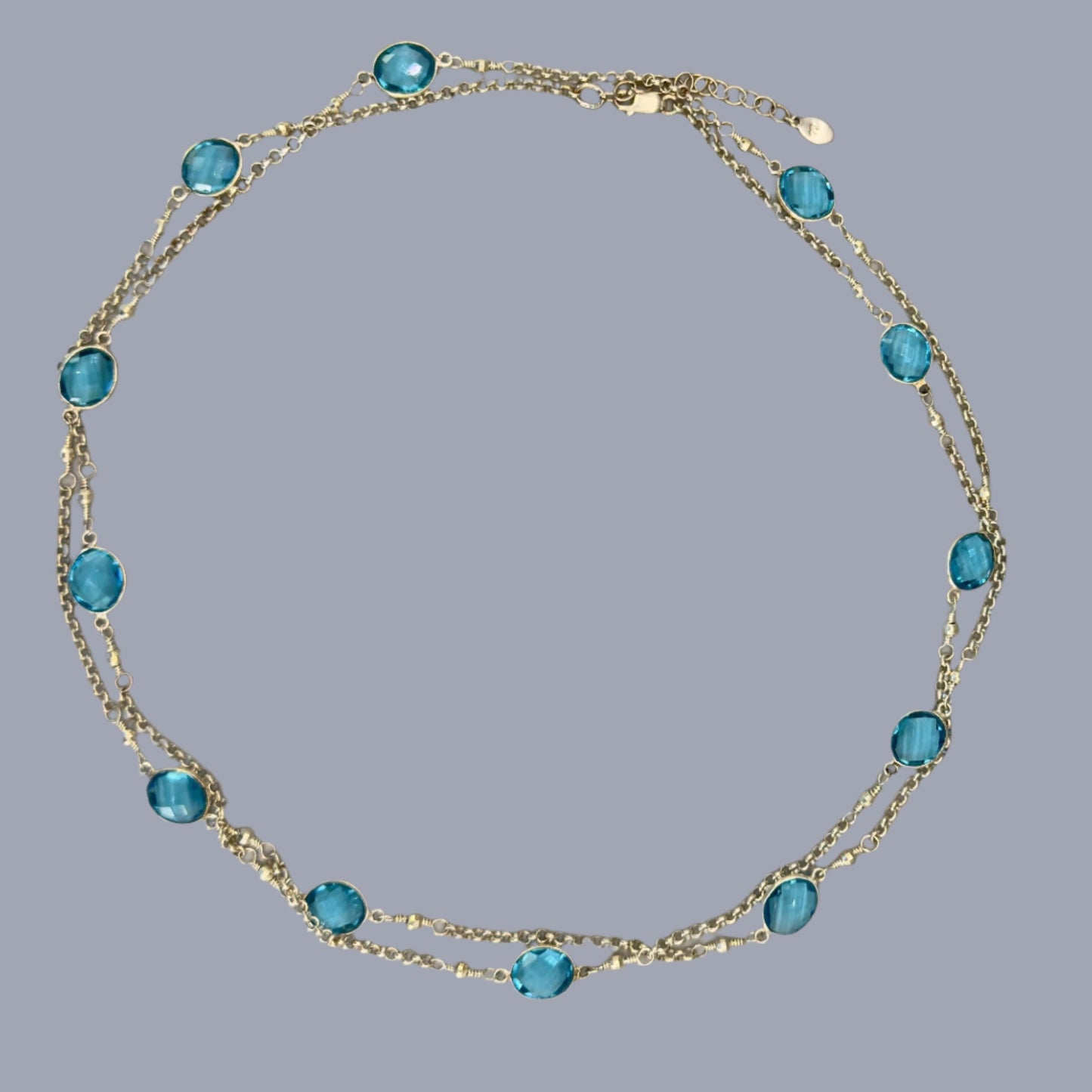 Gemstone and Silver Chain Necklace: Aquamarine