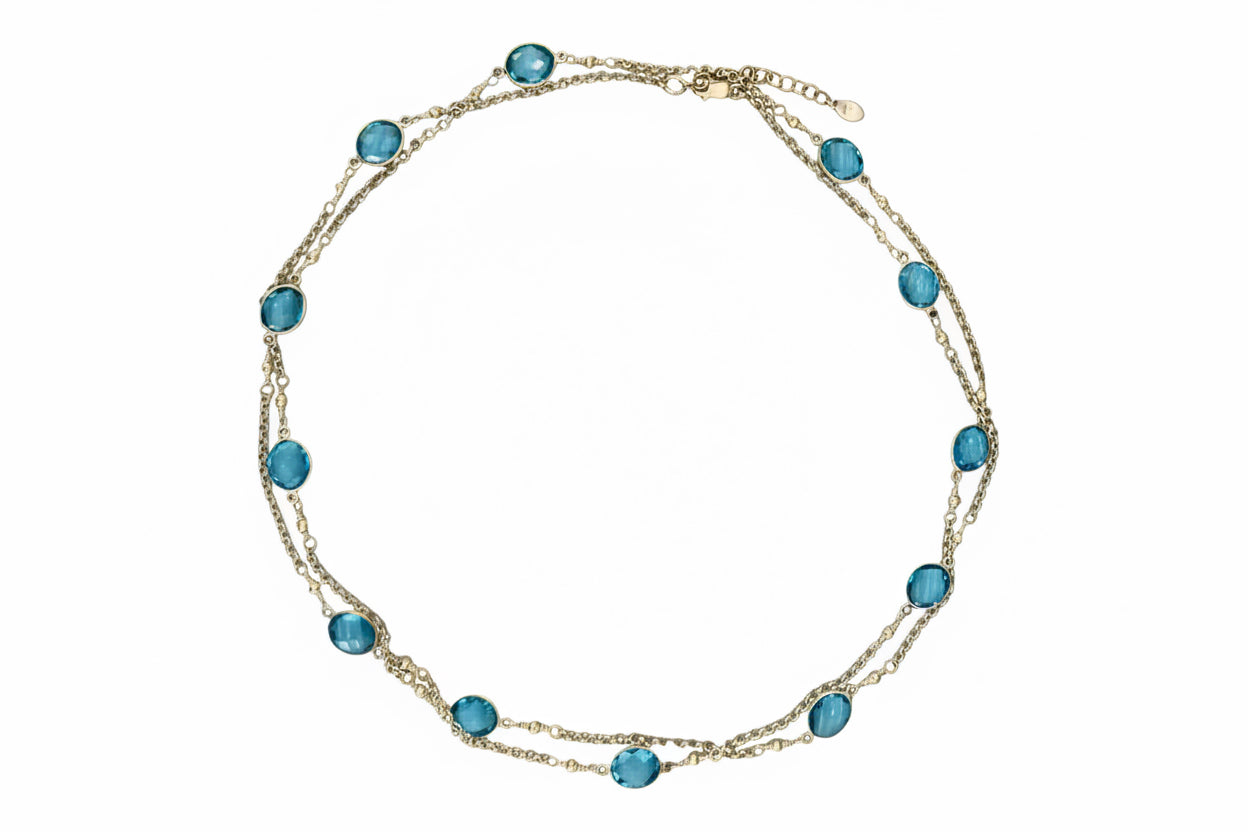 Gemstone and Silver Chain Necklace: Aquamarine