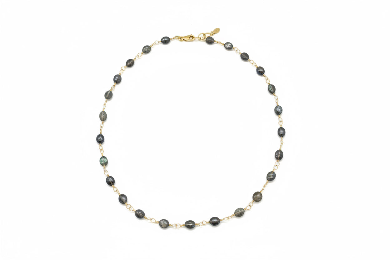 Gemstone Chain Necklace in Labradorite and Gold