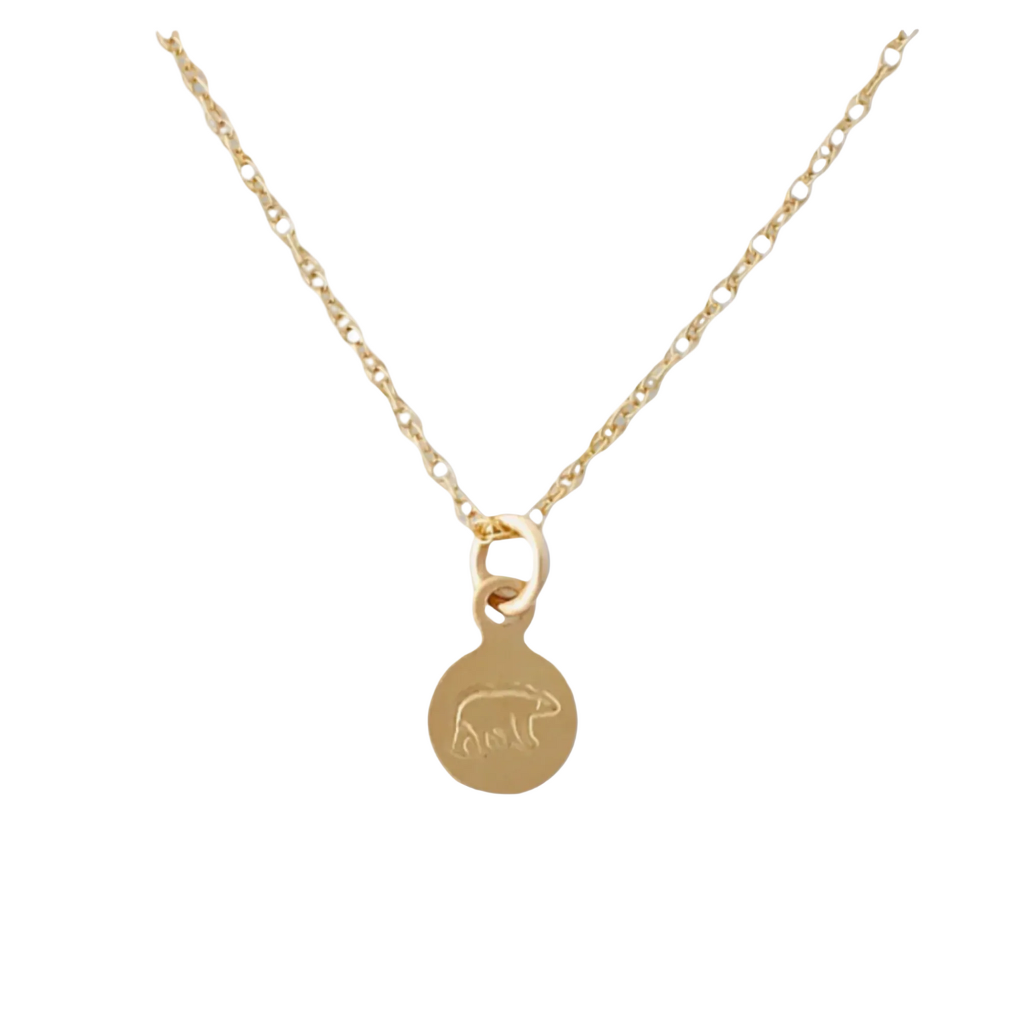 Bear Disc Necklace in Gold