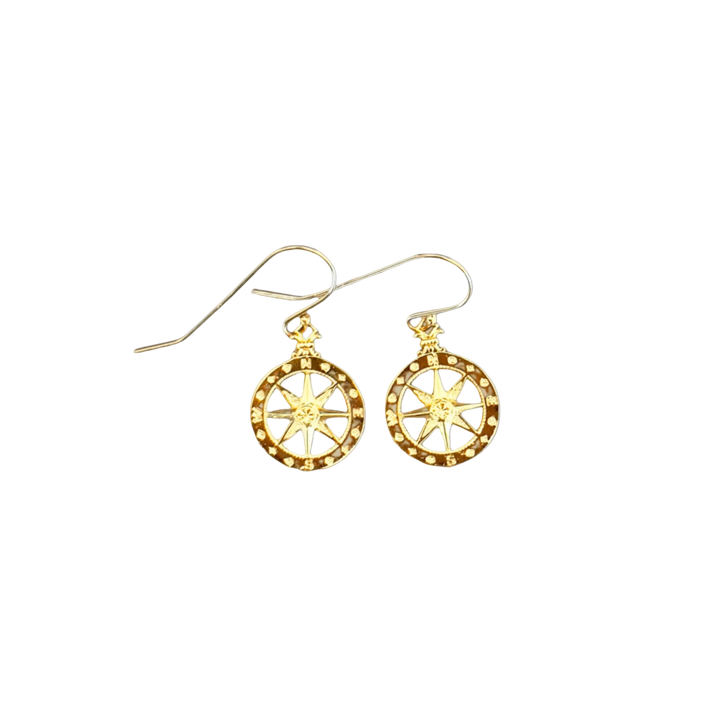 Compass Rose Earrings in Gold