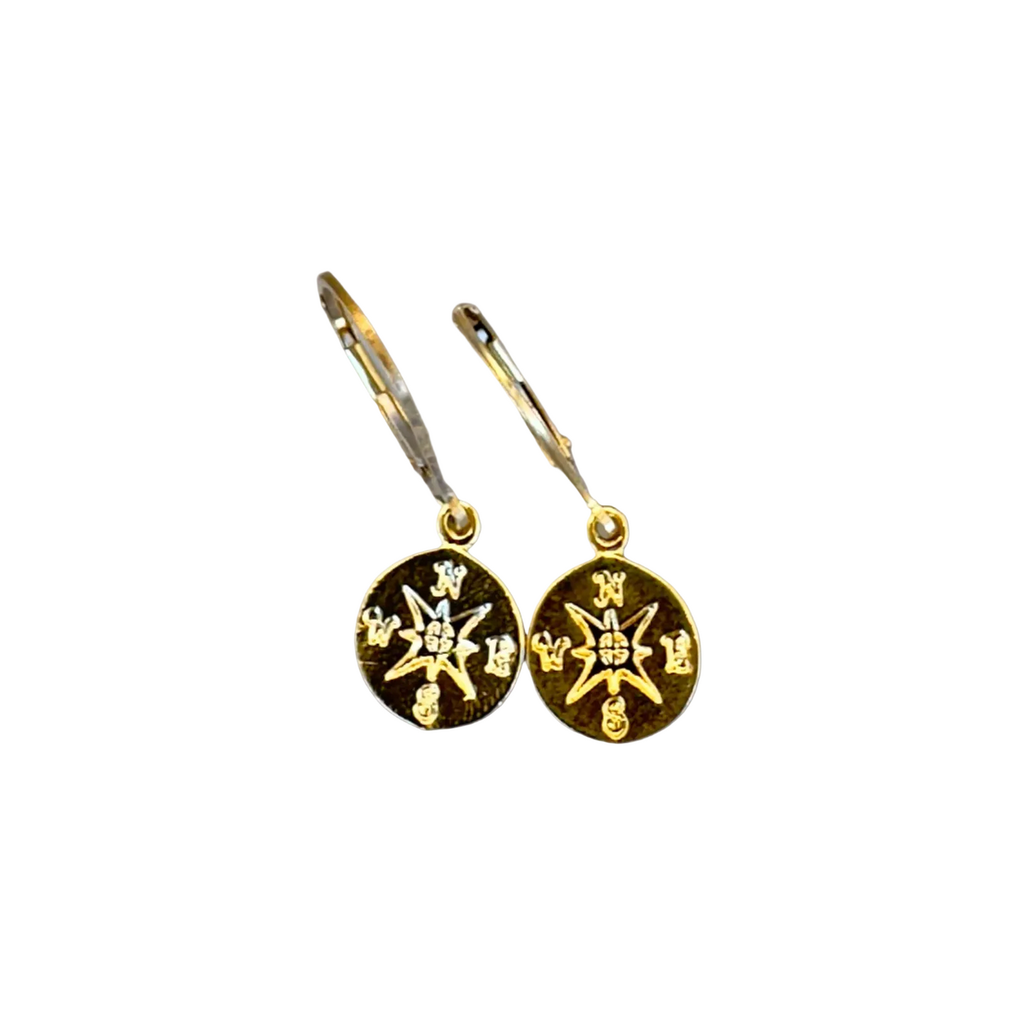 Solid Compass Earrings in Gold