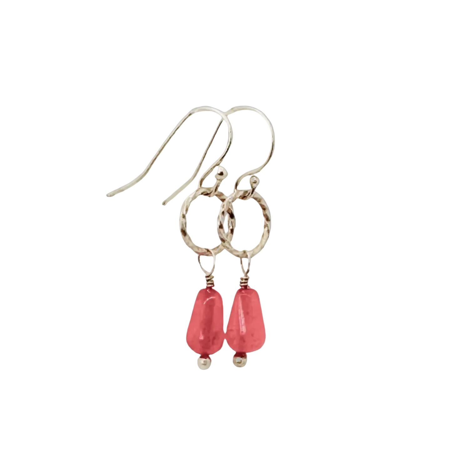 Dangle Earrings with Ruby and Silver