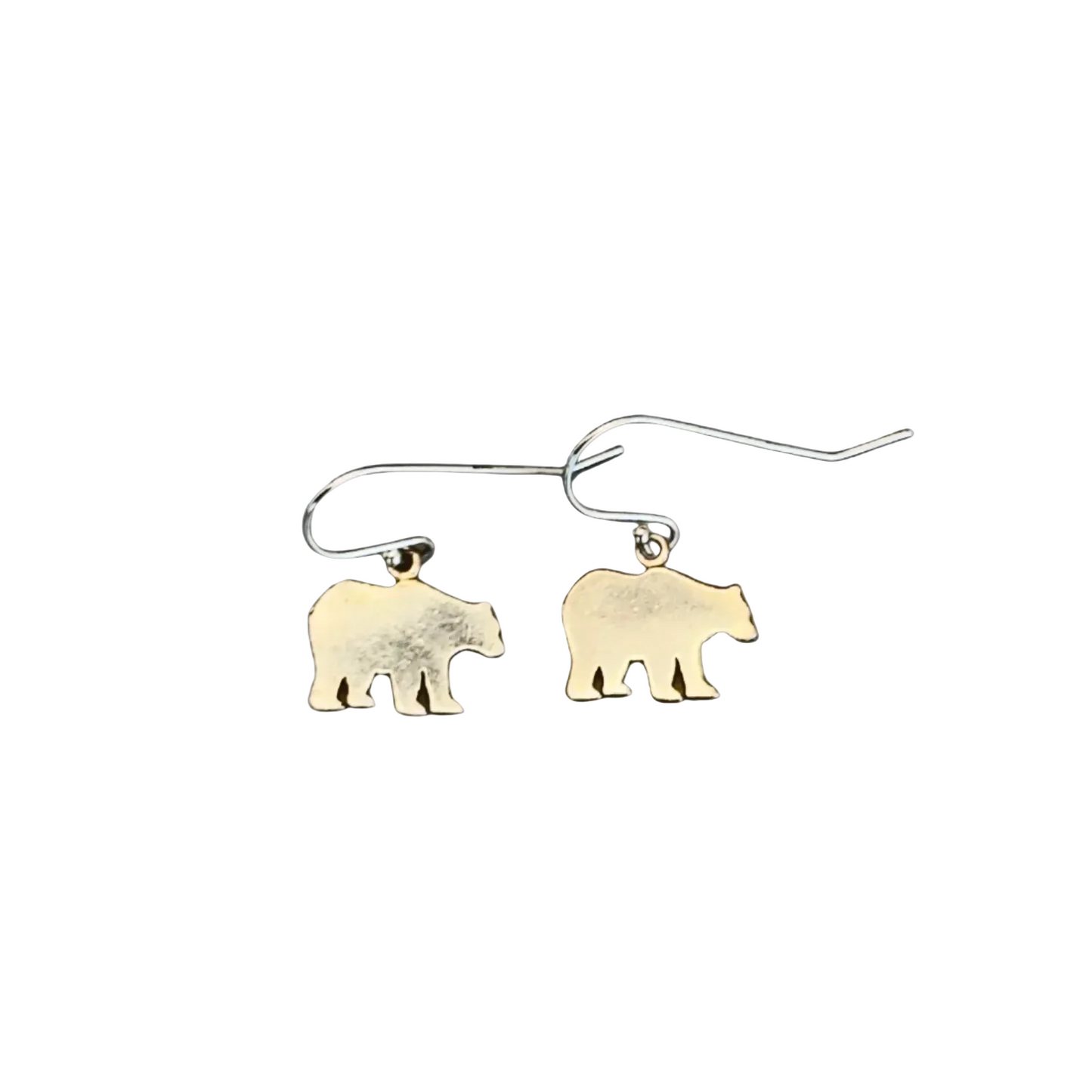A pair of sterling silver earrings featuring a bear charm.