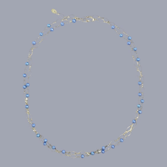 Pearl Chain Necklace Light Blue: Redondo