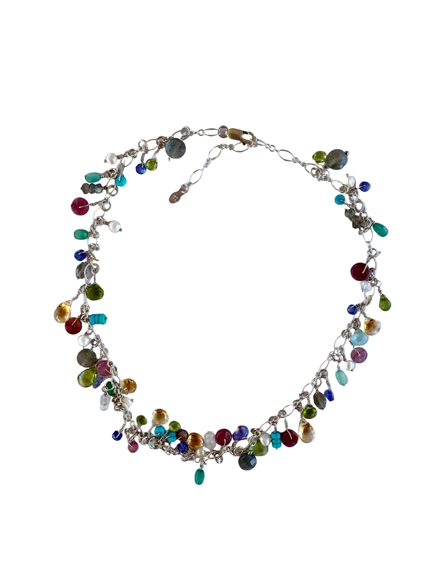 Sterling silver and dangling gemstones