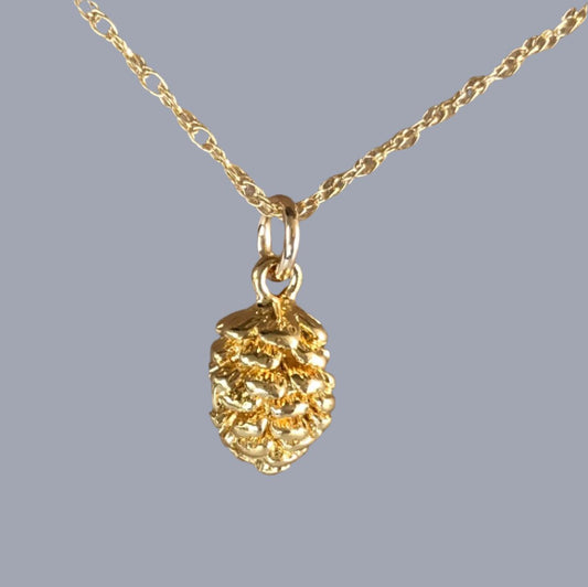 Charm Necklace: Vermeil Pine Cone