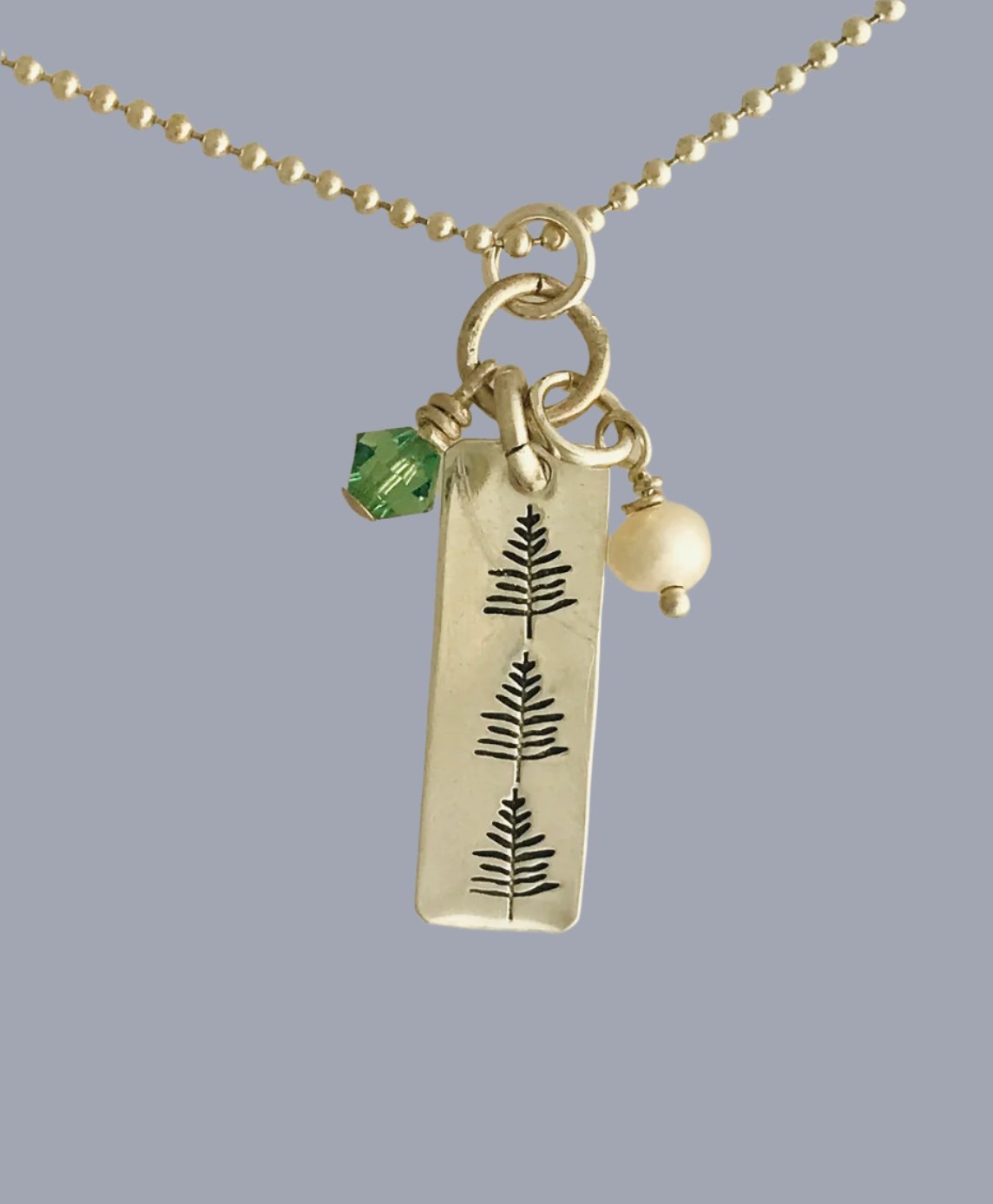 Charm Necklace in Silver with Three Trees