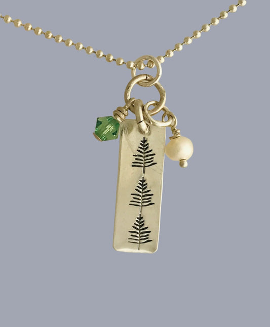 Charm Necklace in Silver with Three Trees