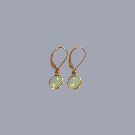 Dangle Earrings with Green Chalcedony and Gold