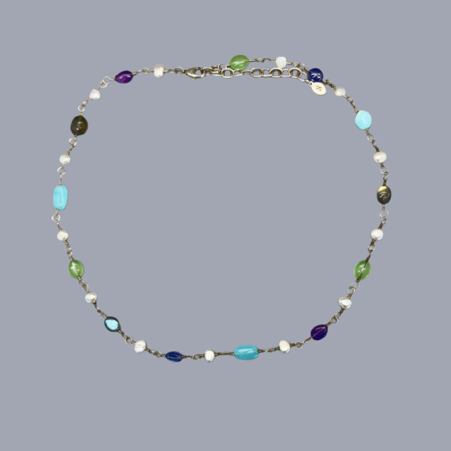 Gemstones and Silver Chain Necklace: Fairfax