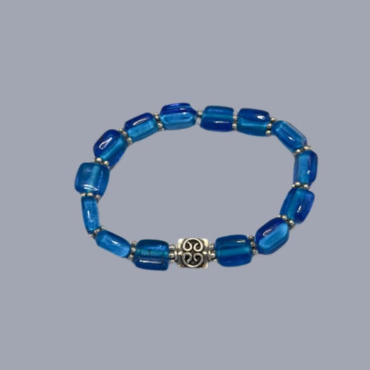 Blue Glass and Sterling Silver Bracelet