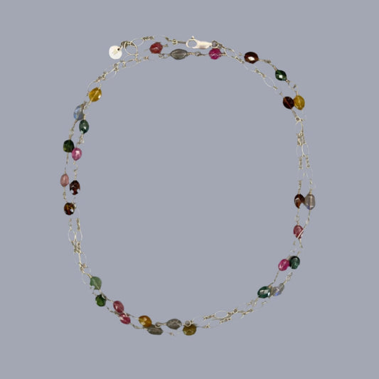 Tourmaline and Silver Chain Necklace: Pacific