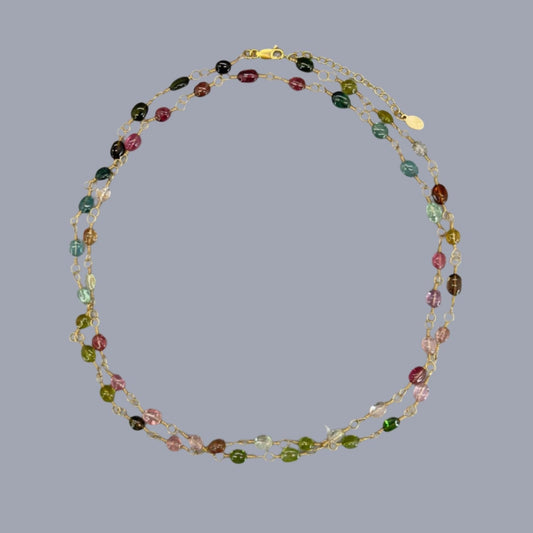 Tourmaline and Gold Chain Necklace: Nob Hill