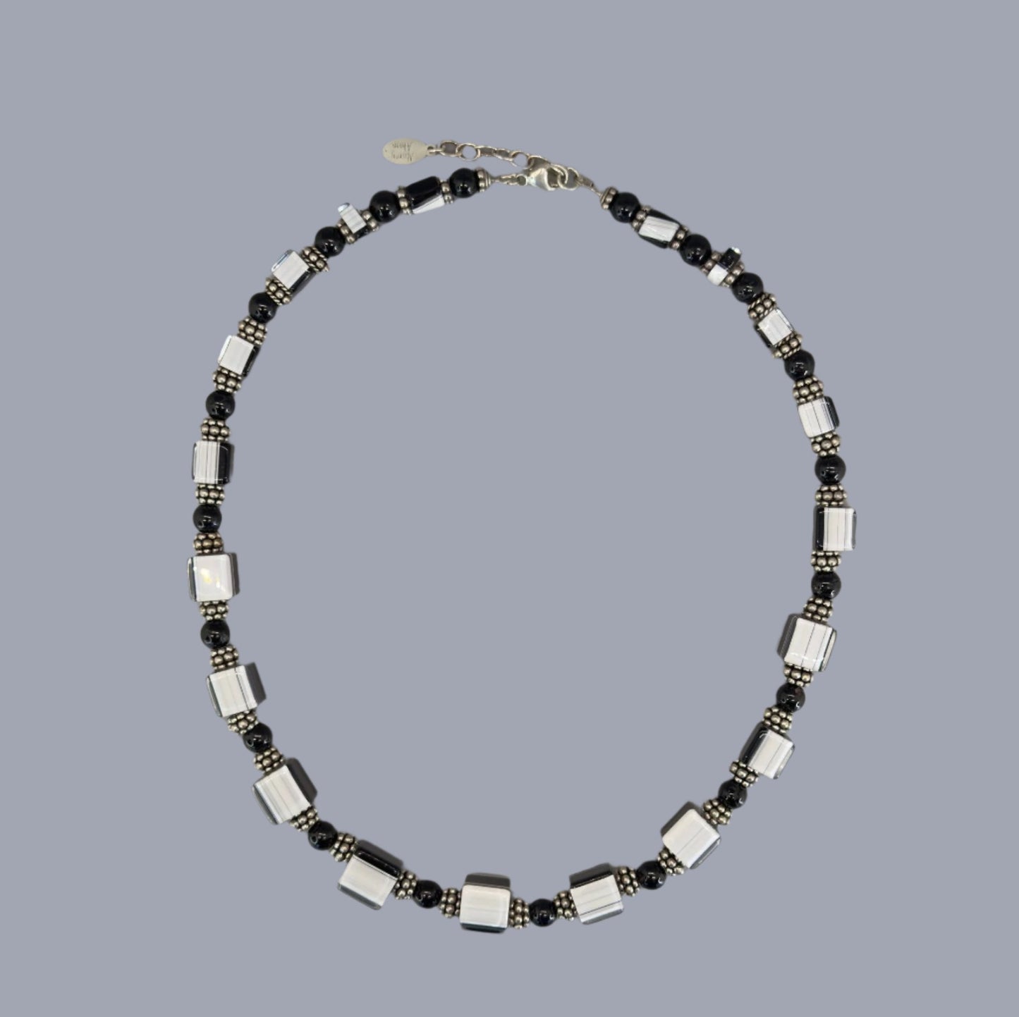 Cane Glass Necklace: Black and White