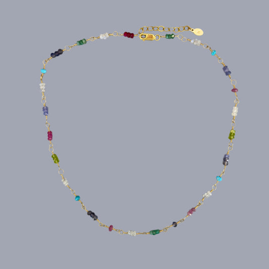 Gemstones and Gold Chain Necklace: Bolinas