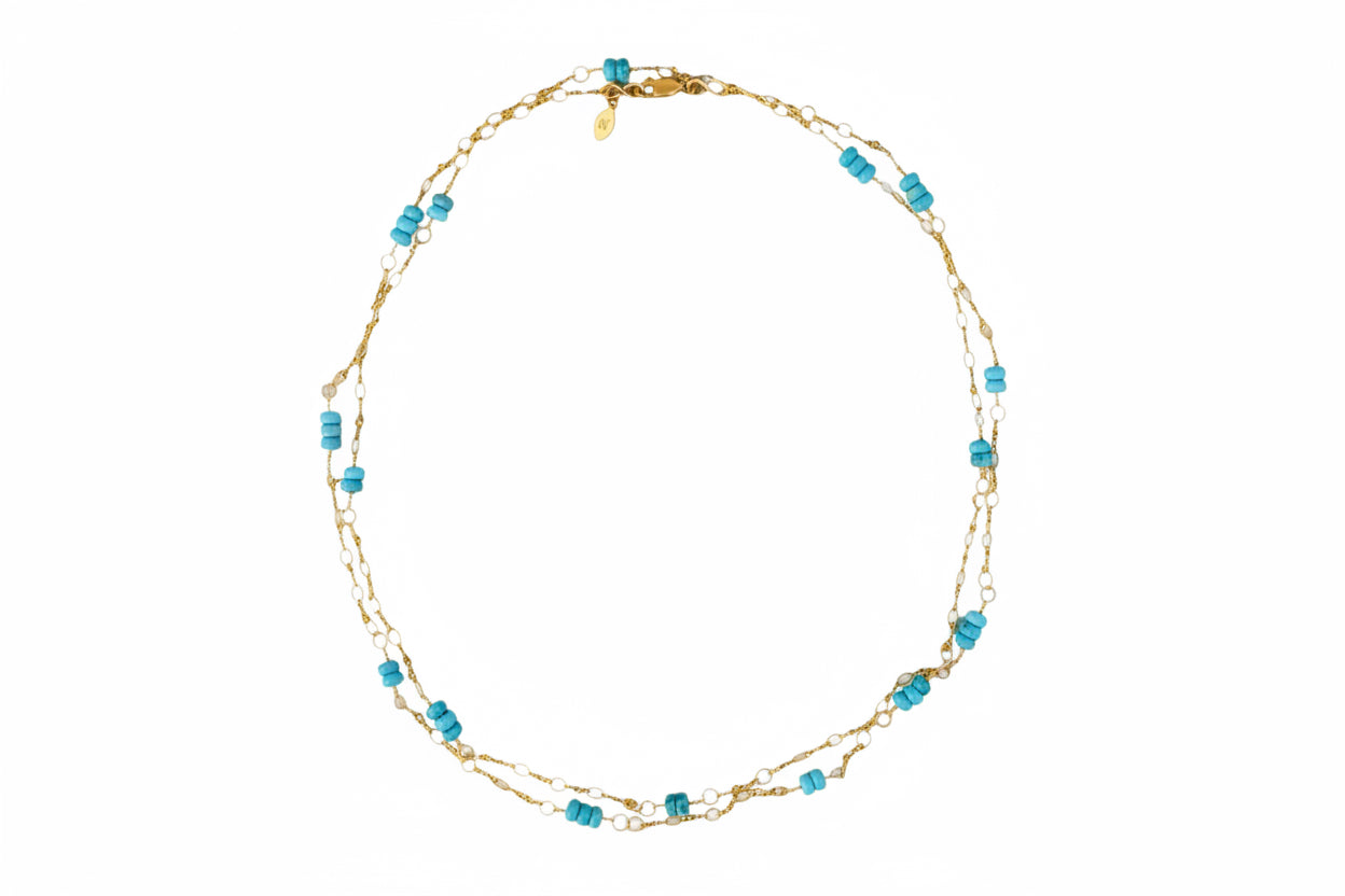 Necklace with gold chain and turquoise