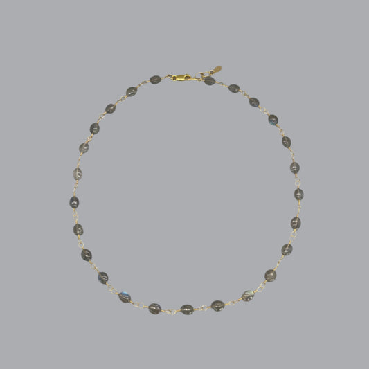 Gemstone Chain Necklace in Labradorite and Gold