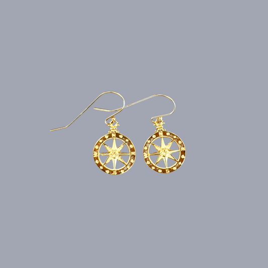 Compass Rose Earrings in Gold