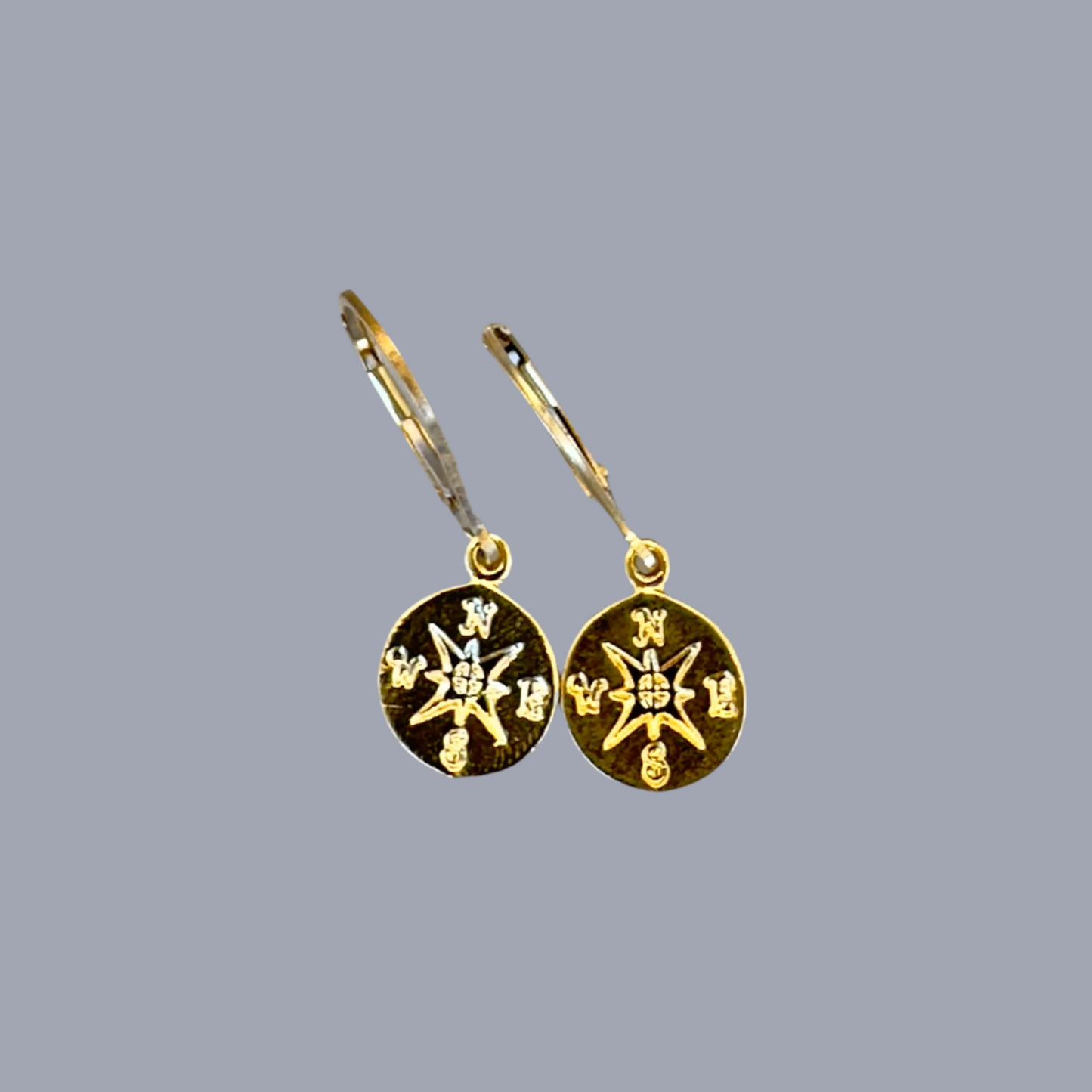 Solid Compass Earrings in Gold