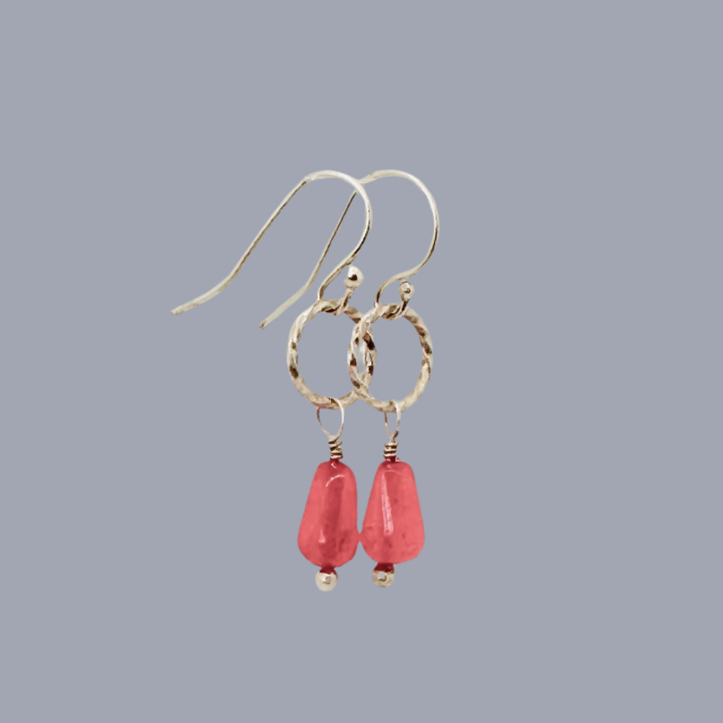 Dangle Earrings with Ruby and Silver