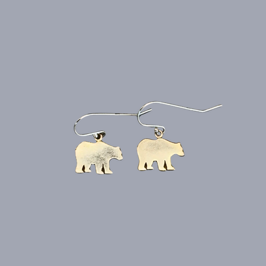 Silver Bear Charm Earrings