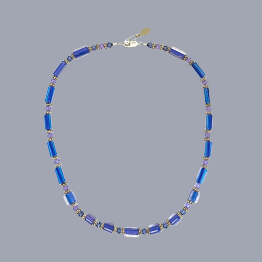 Cane Glass Necklace: Blueberry