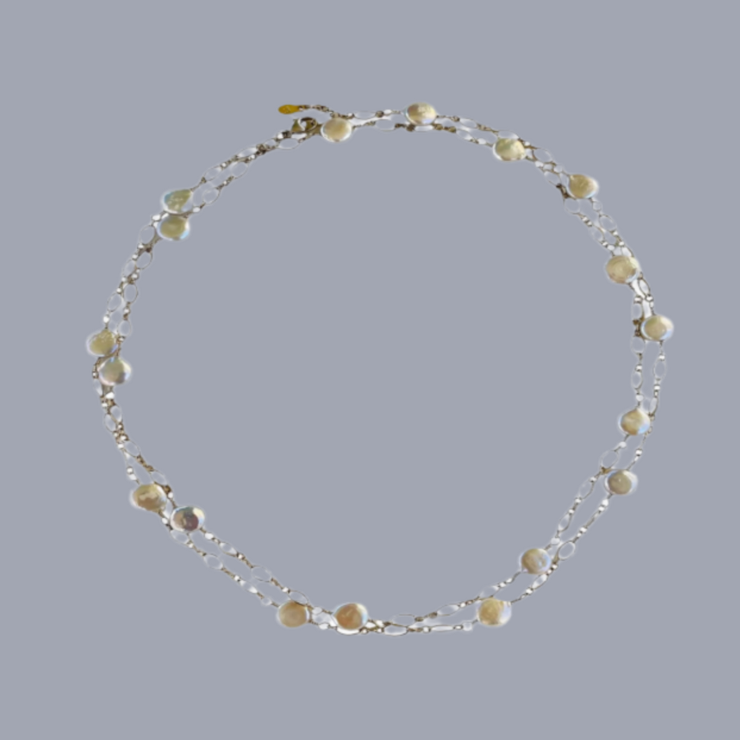 Long Coin Pearl and Chain Necklace